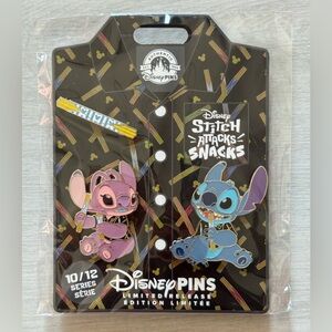 NEW Limited Release Disney Parks Stitch Attacks Churro Pin Set 10/12